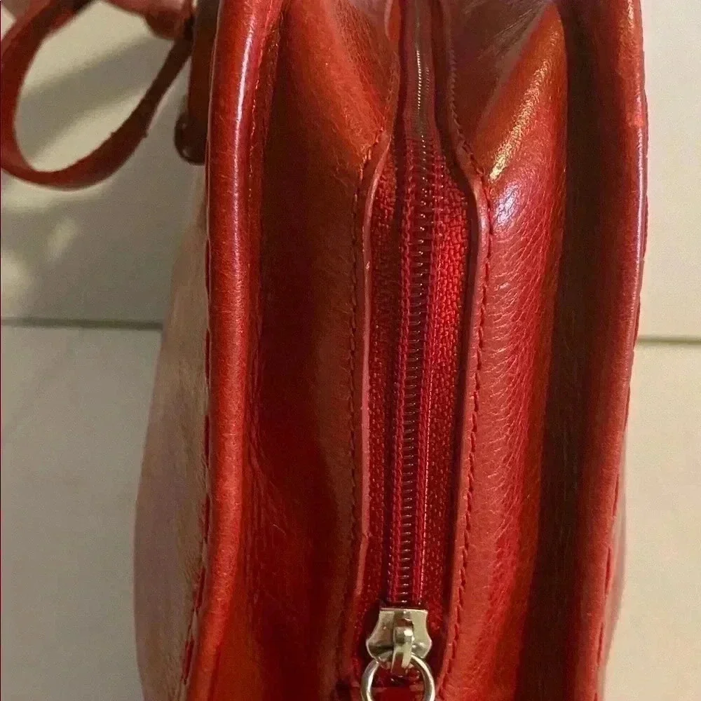 Cole Haan red leather satchel handbag